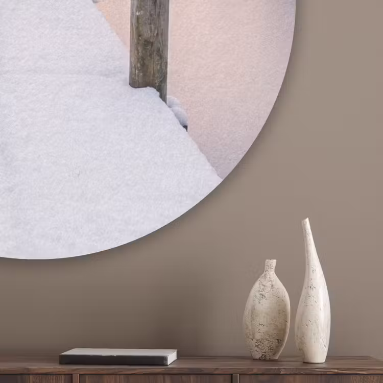 Steiger - Meer - Mist - Winter - Serene Akoestische PET Vilt - Rond klein -sfeer5_closeup