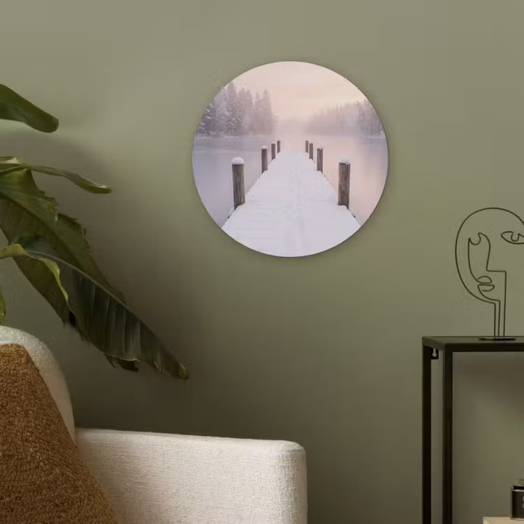 Steiger - Meer - Mist - Winter - Serene Akoestische PET Vilt - Rond klein -sfeer2