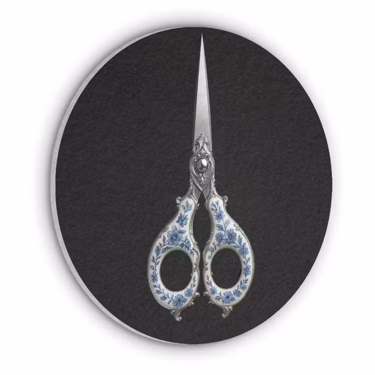 Schaar - Delfts blauw - Zwart Akoestische PET Vilt - Rond klein -3d