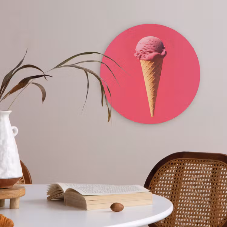 Schepijs - Roze - Hoorntje Akoestische PET Vilt - Rond klein -sfeer3