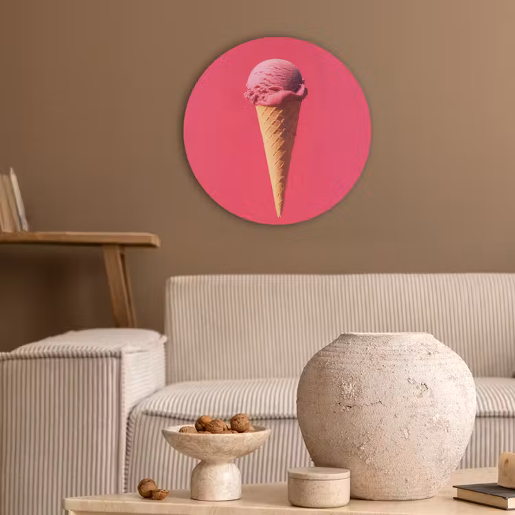 Schepijs - Roze - Hoorntje Akoestische PET Vilt - Rond klein -sfeer1
