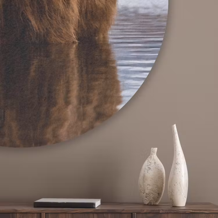 Schotse hooglander - Bruin - Water Akoestische PET Vilt - Rond klein -sfeer5_closeup