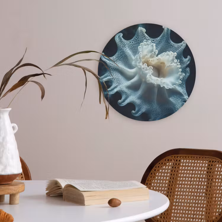 Zeewezen - Wit - Golven - Water Akoestische PET Vilt - Rond klein -sfeer3