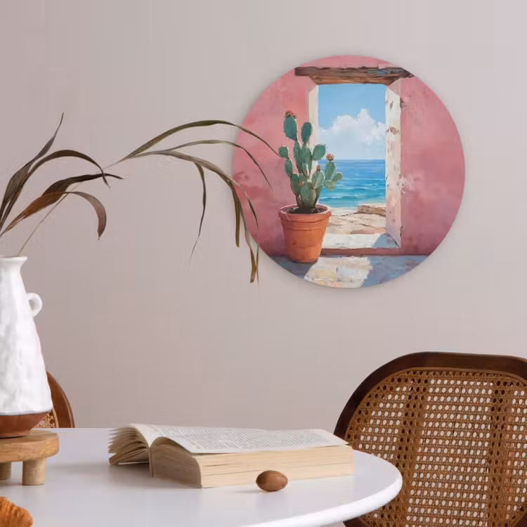 Zee - Roze - Cactus Akoestische PET Vilt - Rond klein -sfeer3