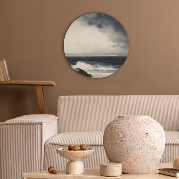 Zee - Rotsen - Storm Akoestische PET Vilt - Rond klein -sfeer1