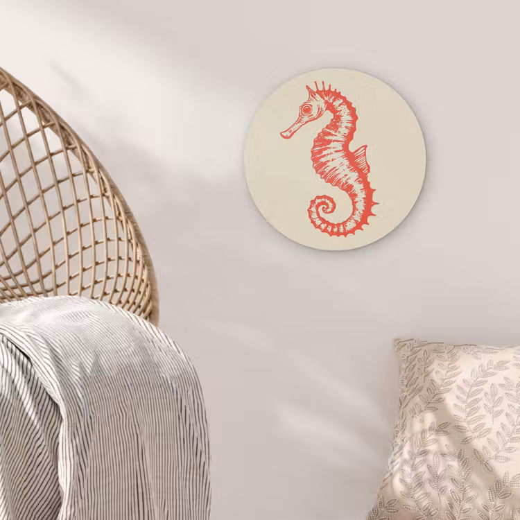 Zeepaardje - Rood - Fijne details Akoestische PET Vilt - Rond klein -sfeer4
