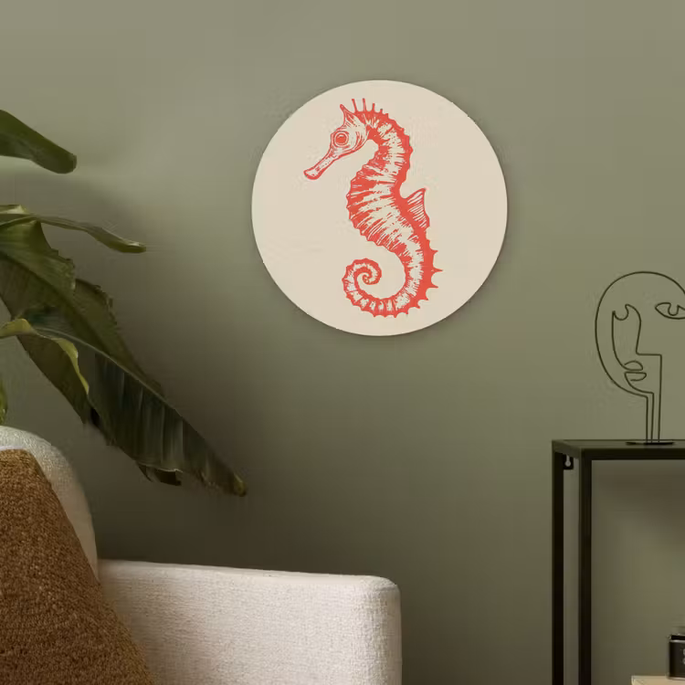 Zeepaardje - Rood - Fijne details Akoestische PET Vilt - Rond klein -sfeer2
