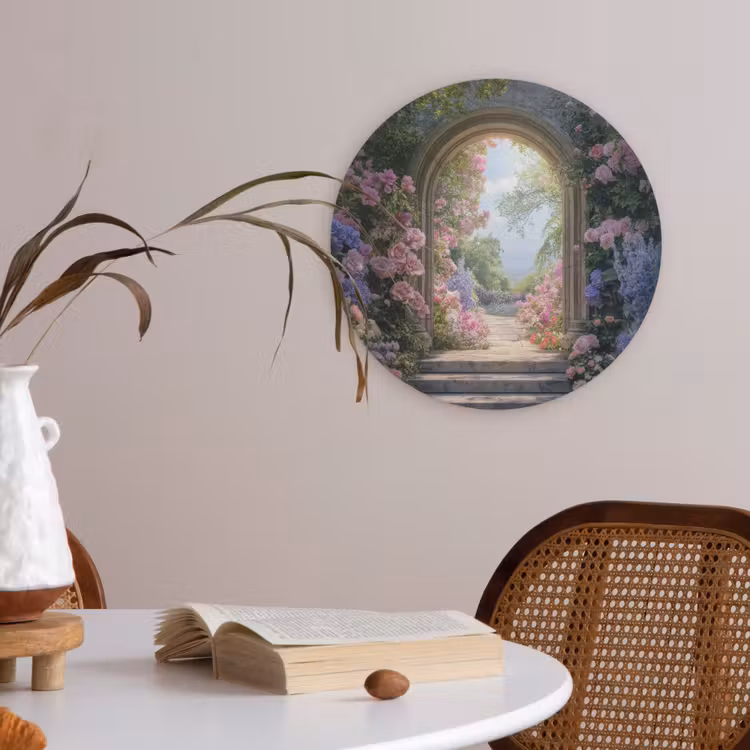 Doorkijk - Rozen - Vintage - Bloemen Akoestische PET Vilt - Rond klein -sfeer3