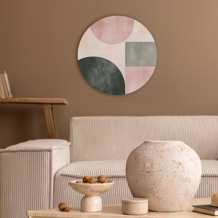 Vormen - Abstract - Cirkel - Zwart Akoestische PET Vilt - Rond klein -sfeer1