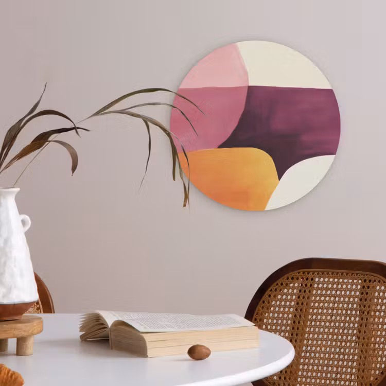 Vormen - Abstract - Kleurrijk Akoestische PET Vilt - Rond klein -sfeer3