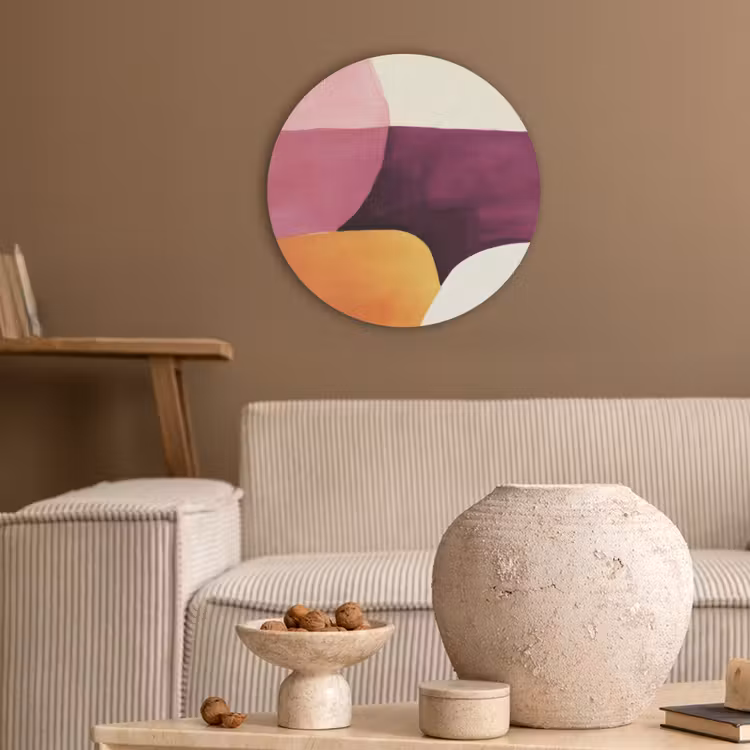 Vormen - Abstract - Kleurrijk Akoestische PET Vilt - Rond klein -sfeer1