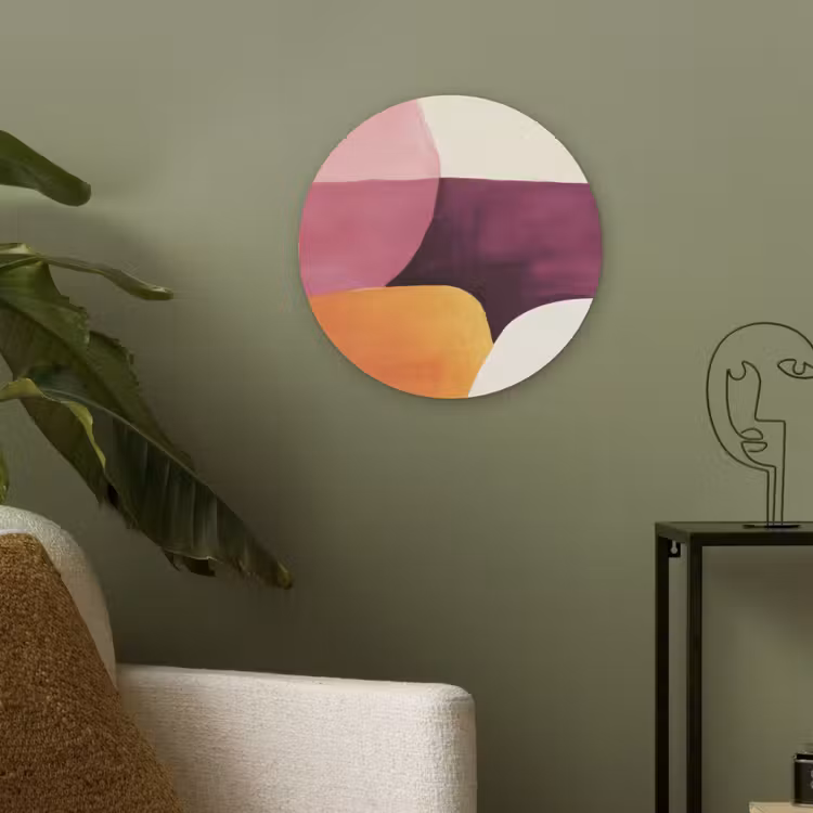 Vormen - Abstract - Kleurrijk Akoestische PET Vilt - Rond klein -sfeer2