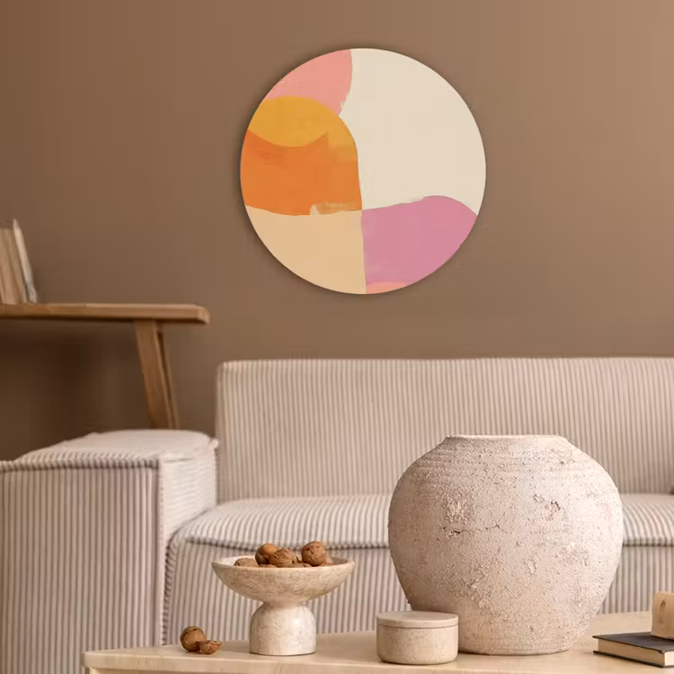 Vormen - Abstract - Kleurrijk Akoestische PET Vilt - Rond klein -sfeer1