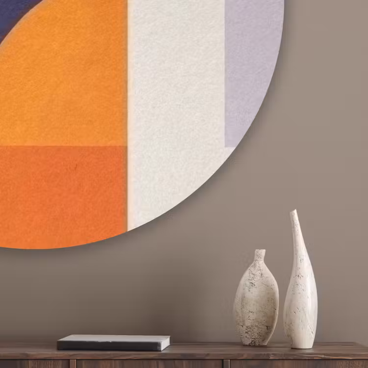 Vormen - Abstract - Grafisch - Oranje Akoestische PET Vilt - Rond klein -sfeer5_closeup