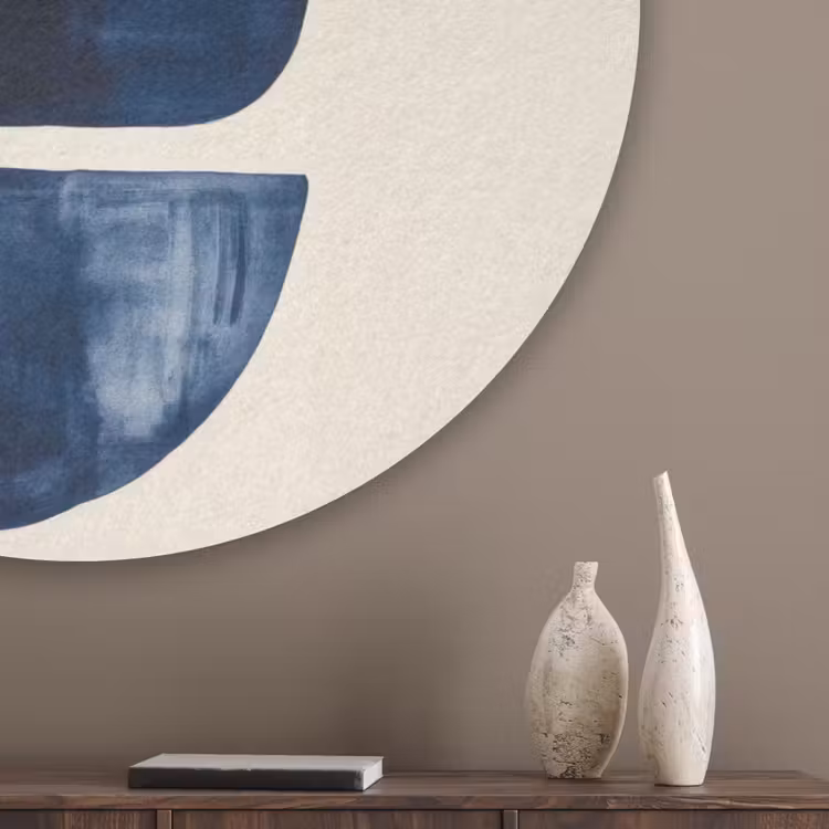 Vormen - Blauw - Abstract Akoestische PET Vilt - Rond klein -sfeer5_closeup