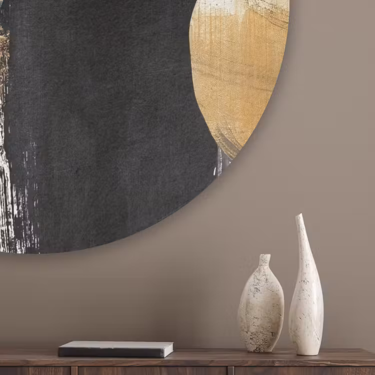 Vormen - Penseelstreken - Abstract - Goud Akoestische PET Vilt - Rond klein -sfeer5_closeup