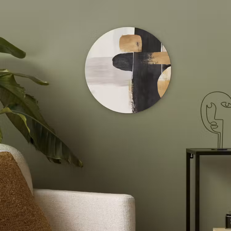 Vormen - Penseelstreken - Abstract - Goud Akoestische PET Vilt - Rond klein -sfeer2