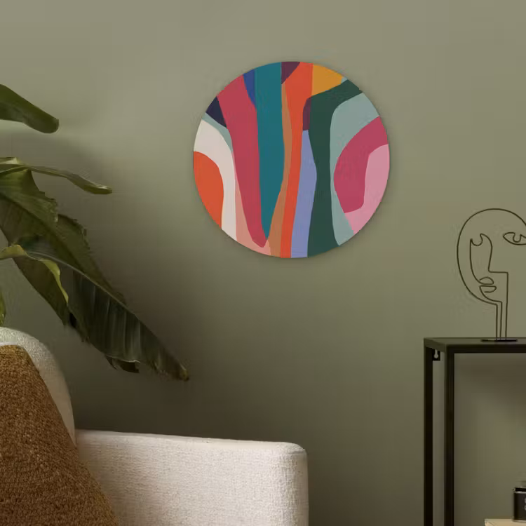 Vormen - Bochten - Kleurrijk - Abstract Akoestische PET Vilt - Rond klein -sfeer2
