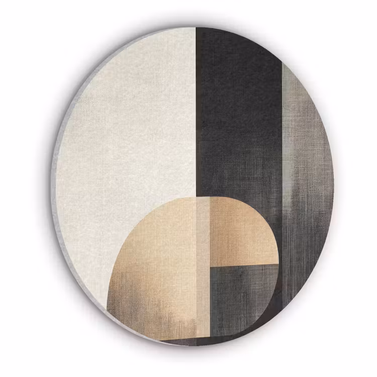 Vormen - Modern - Zwart Akoestische PET Vilt - Rond klein -3d