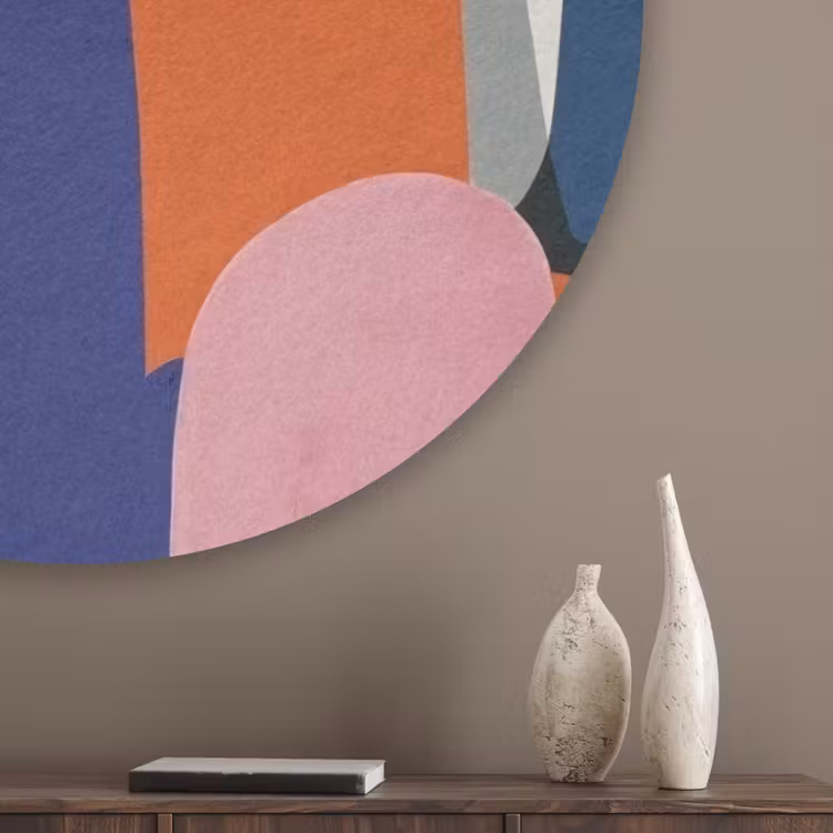 Vormen - Ritmisch - Kleuren - Abstract Akoestische PET Vilt - Rond klein -sfeer5_closeup