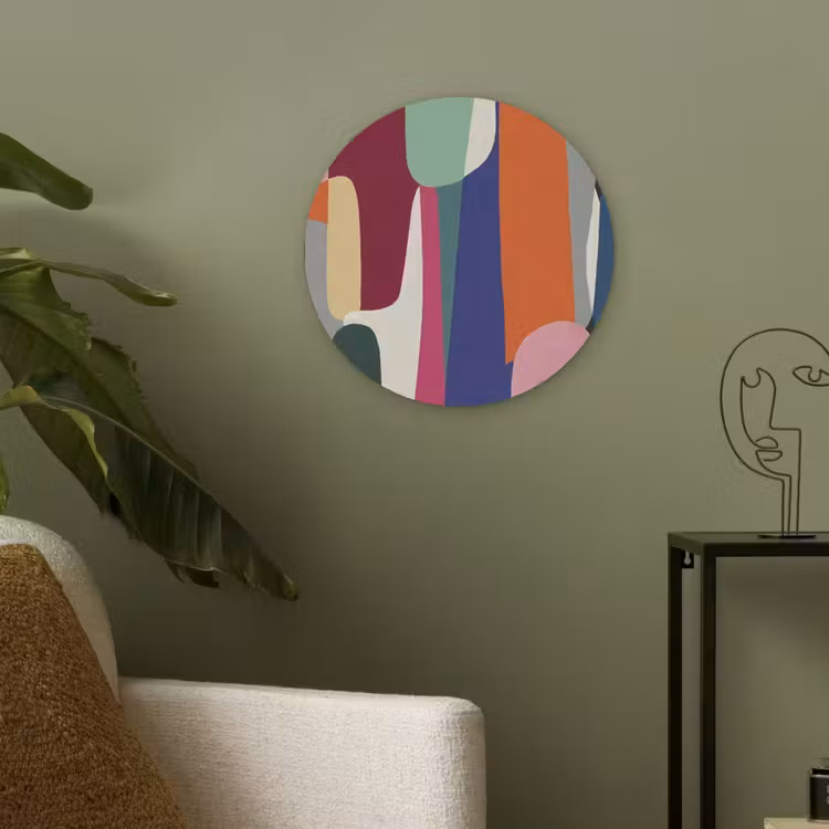 Vormen - Ritmisch - Kleuren - Abstract Akoestische PET Vilt - Rond klein -sfeer2