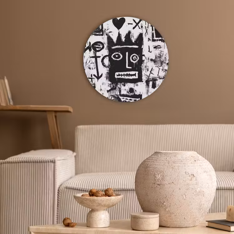 Vormen - Gezocht - Zwart - Abstract Akoestische PET Vilt - Rond klein -sfeer1