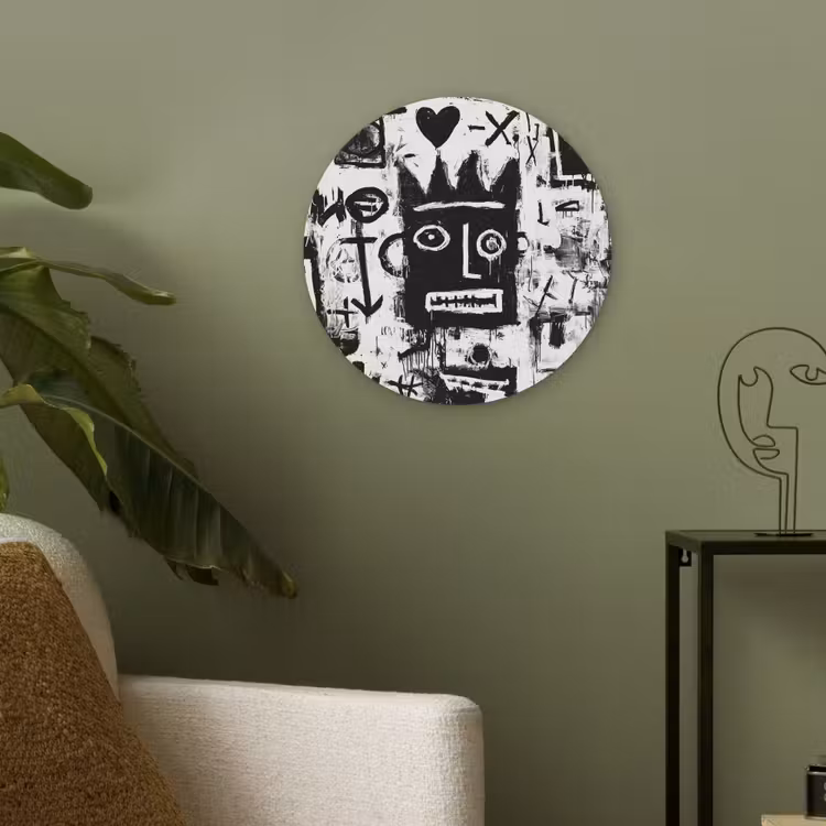 Vormen - Gezocht - Zwart - Abstract Akoestische PET Vilt - Rond klein -sfeer2