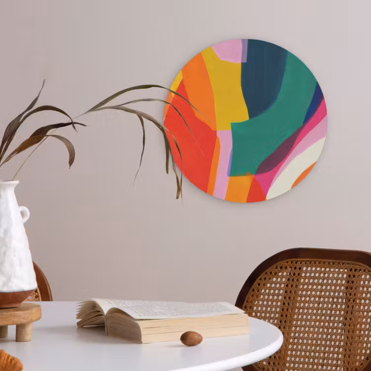 Vormen - Golvend - Abstract - Felroze Akoestische PET Vilt - Rond klein -sfeer3