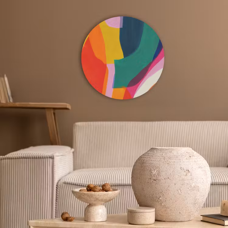 Vormen - Golvend - Abstract - Felroze Akoestische PET Vilt - Rond klein -sfeer1