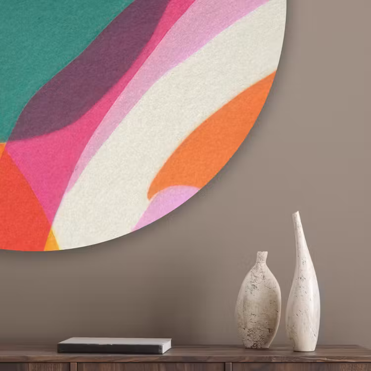 Vormen - Golvend - Abstract - Felroze Akoestische PET Vilt - Rond klein -sfeer5_closeup