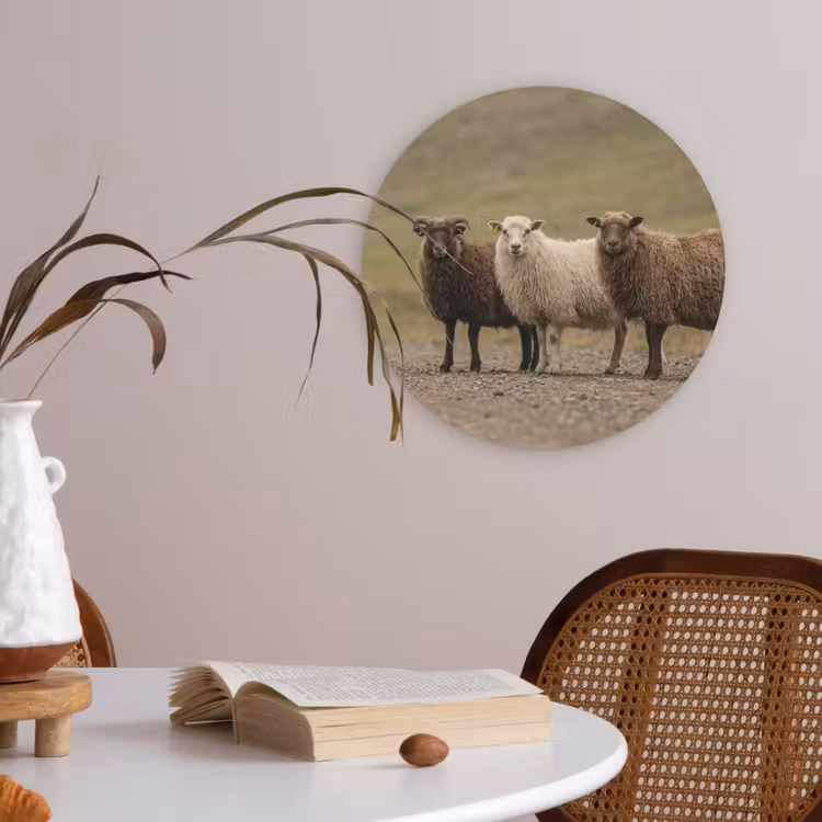 Schapen - Bruin - Wit - Grindpad Akoestische PET Vilt - Rond klein -sfeer3