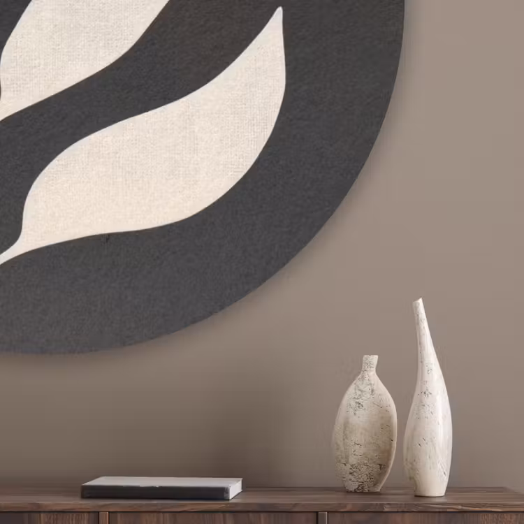 Blad - Wit - Minimalistisch Akoestische PET Vilt - Rond klein -sfeer5_closeup