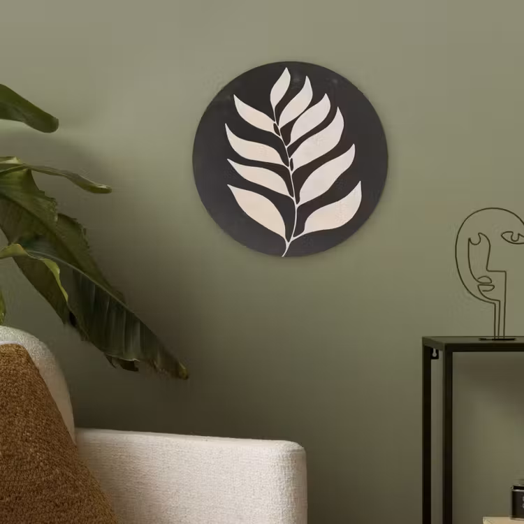 Blad - Wit - Minimalistisch Akoestische PET Vilt - Rond klein -sfeer2