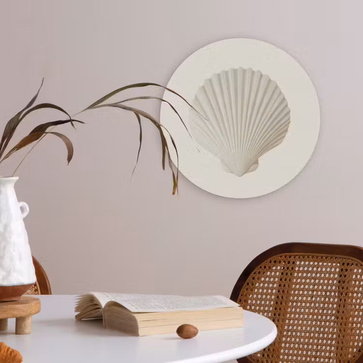 Schelp - Minimalistisch - Wit Akoestische PET Vilt - Rond klein -sfeer3