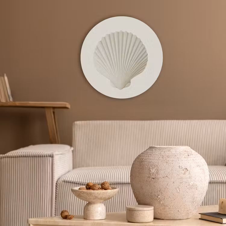 Schelp - Minimalistisch - Wit Akoestische PET Vilt - Rond klein -sfeer1