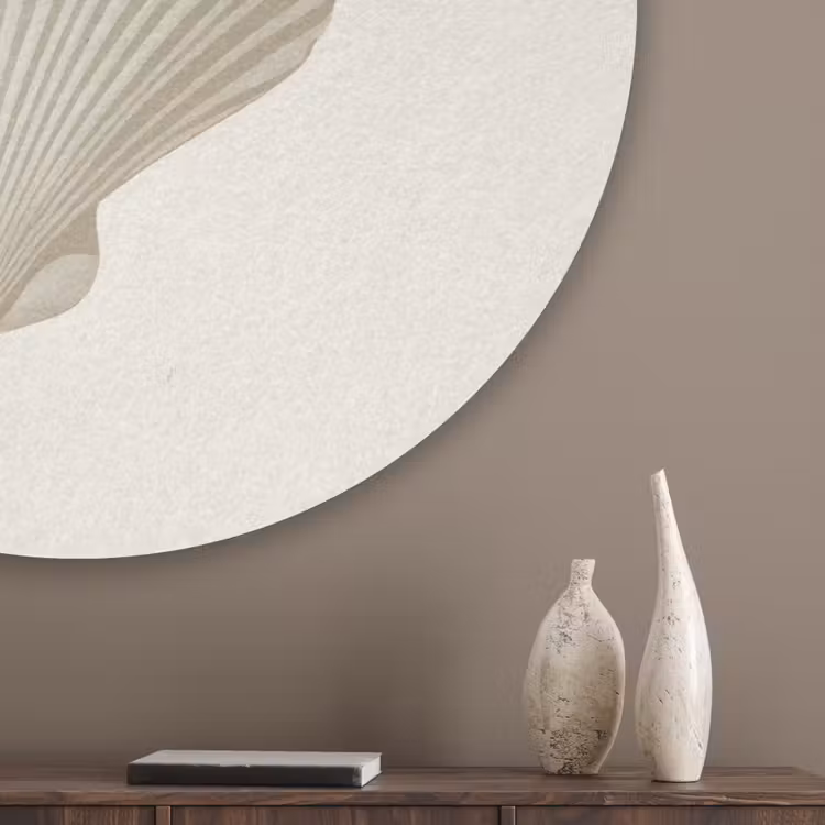 Schelp - Minimalistisch - Wit Akoestische PET Vilt - Rond klein -sfeer5_closeup
