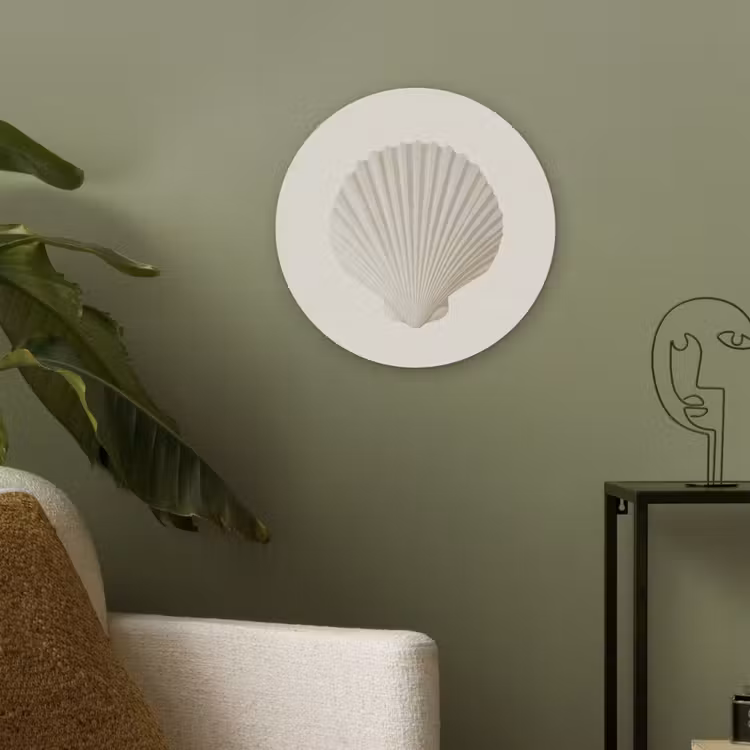Schelp - Minimalistisch - Wit Akoestische PET Vilt - Rond klein -sfeer2