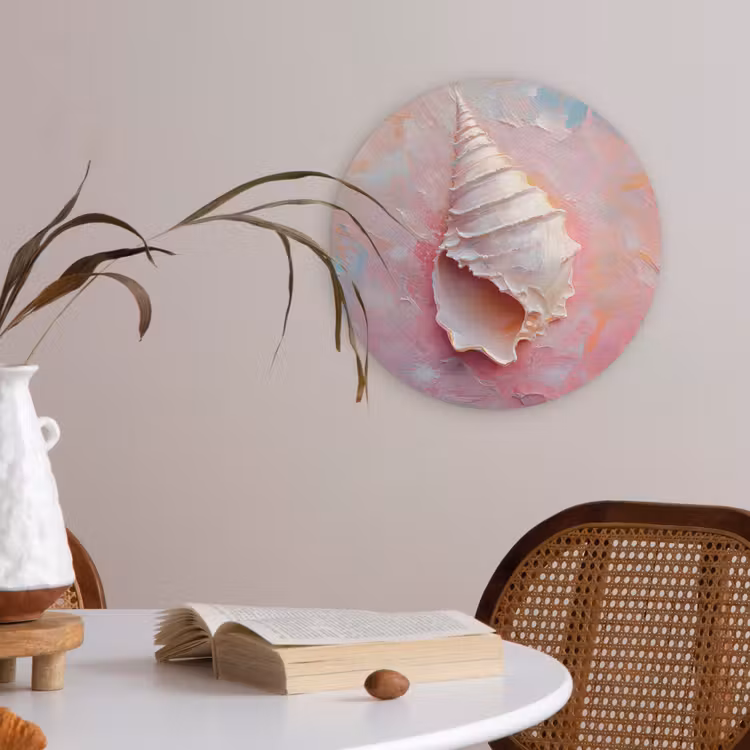 Schelp - Pastel - Pink Akoestische PET Vilt - Rond klein -sfeer3