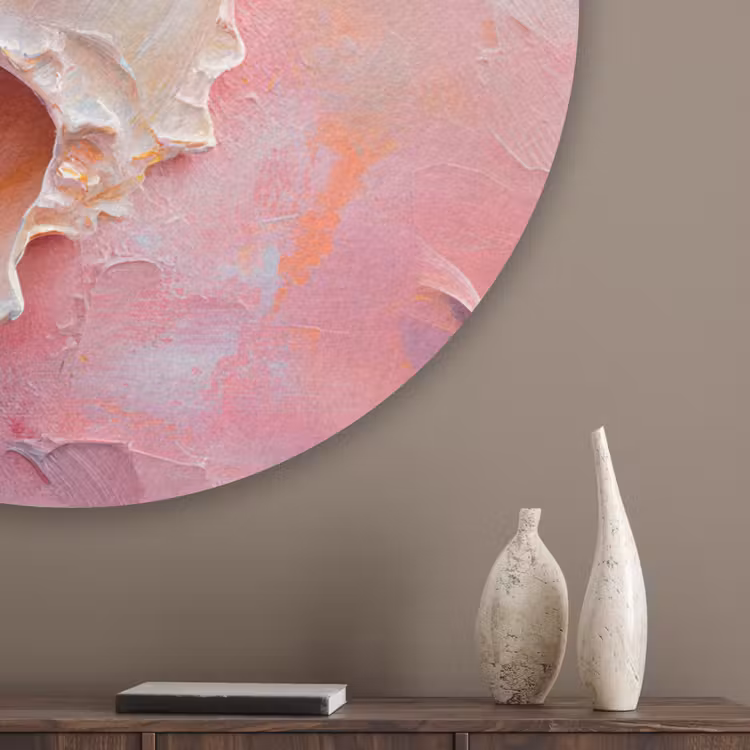Schelp - Pastel - Pink Akoestische PET Vilt - Rond klein -sfeer5_closeup