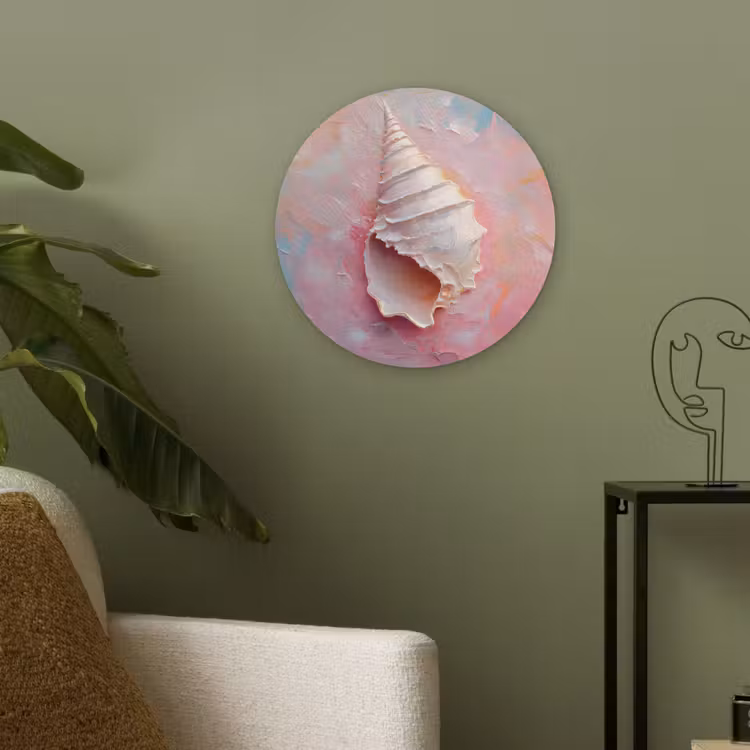 Schelp - Pastel - Pink Akoestische PET Vilt - Rond klein -sfeer2