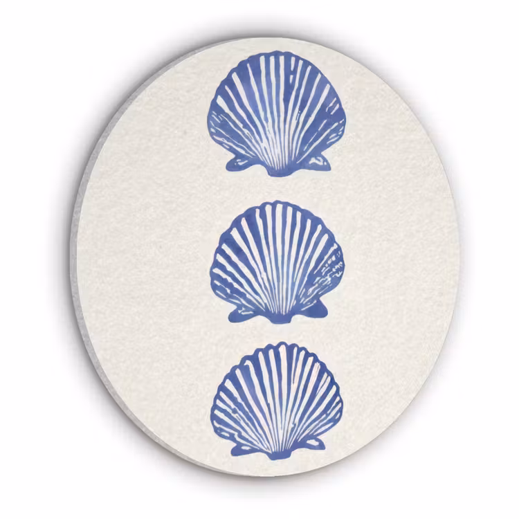Schelpen - Blauw - Patroon Akoestische PET Vilt - Rond klein -3d