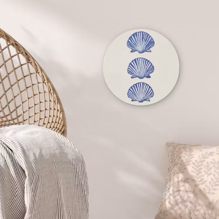 Schelpen - Blauw - Patroon Akoestische PET Vilt - Rond klein -sfeer4