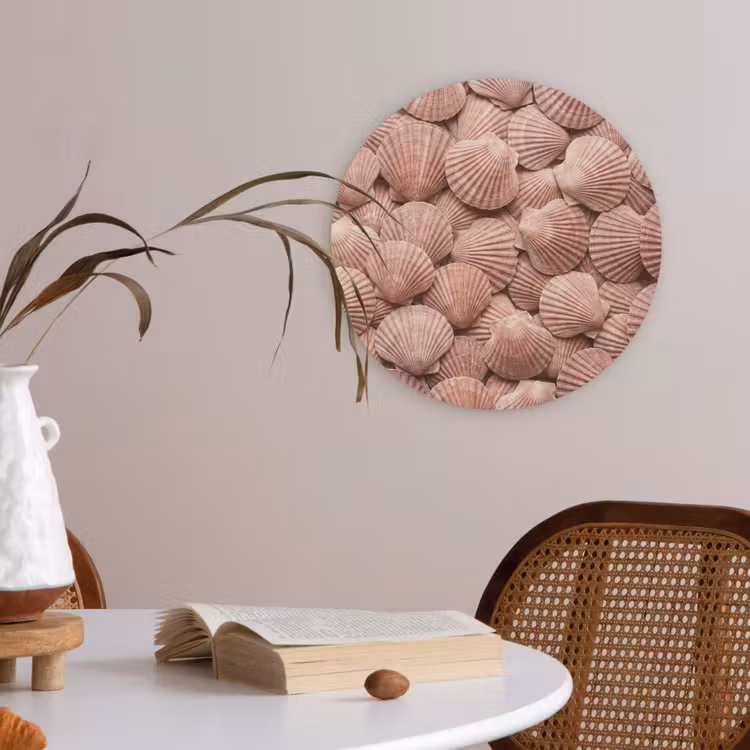 Schelpen - Patroon - Roze Akoestische PET Vilt - Rond klein -sfeer3