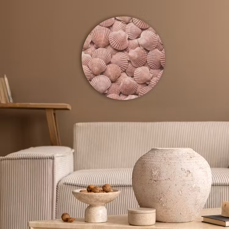Schelpen - Patroon - Roze Akoestische PET Vilt - Rond klein -sfeer1