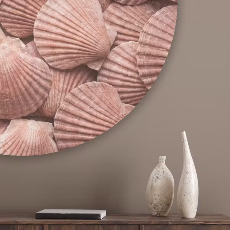 Schelpen - Patroon - Roze Akoestische PET Vilt - Rond klein -sfeer5_closeup
