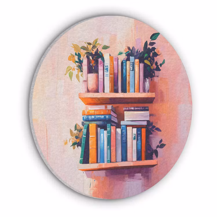 Planken - Boeken - Bladeren Akoestische PET Vilt - Rond klein -3d