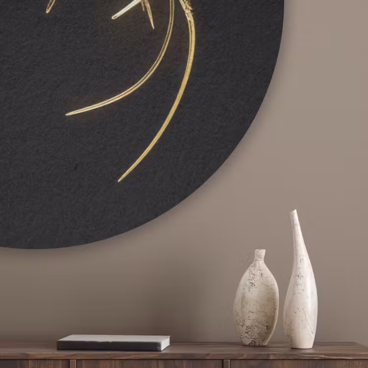 Garnalen - Zwart - Goud - Dieren Akoestische PET Vilt - Rond klein -sfeer5_closeup