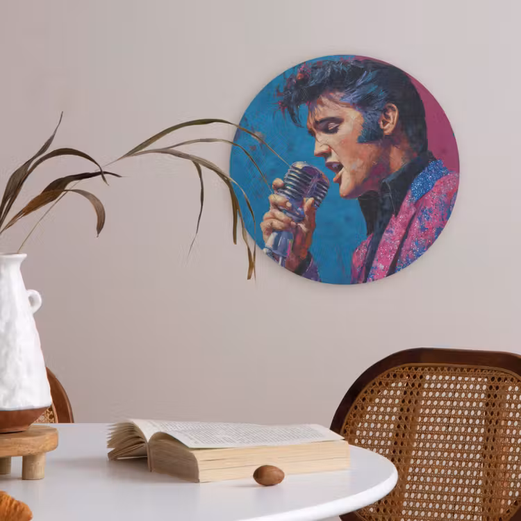 Zingende man - Glitterjas - Microfoon Akoestische PET Vilt - Rond klein -sfeer3