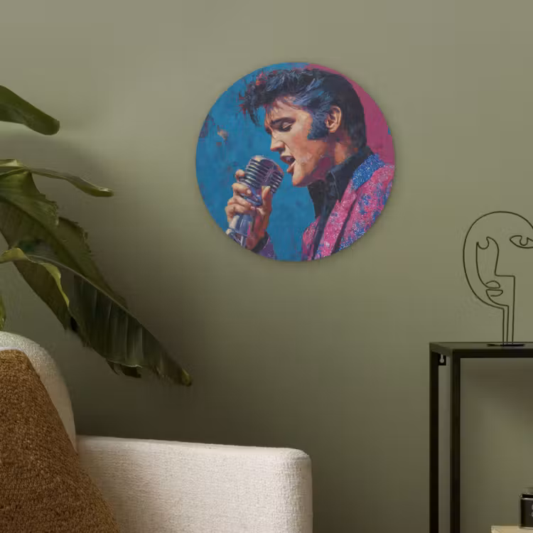 Zingende man - Glitterjas - Microfoon Akoestische PET Vilt - Rond klein -sfeer2