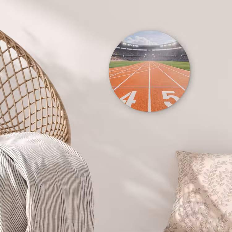 Sintelbaan - Stadion - Sport -Oranje Akoestische PET Vilt - Rond klein -sfeer4